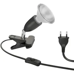 ledscom.de E27 Klemmleuchte LIK, schwarz inkl. E27 PAR30 LED Reflektor-Lampe 1025lm weiß