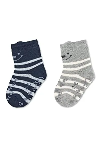 Sterntaler ABS Krabbelsocken Doppelpack Motiv Bär - Baby Stoppersocken - ABS-Motiv auf Spann und Sohle - Krabbelsöckchen mit Innenfutter - Baby und Kinderstrümpfe, marine, Größe 22