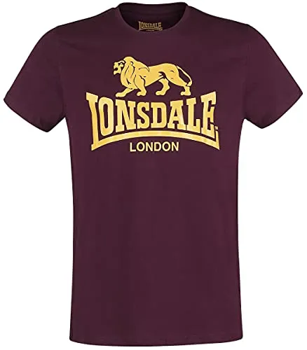 Lonsdale Herren Logo T-Shirt, Blutrot, M EU - Herren-Shirts mit coolem Lonsdale Logo-Druck, aus 100% Baumwolle für hohen Tragekomfort und einen lässigen Look.