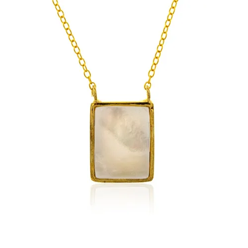 Exquisite Perlmutt Gold Vermeil Halskette - Elegante Abendmode-Halskette aus 925er Sterling Silber mit vergoldetem Finish und natürlichem Perlmutt. Ideal für besondere Anlässe und ein echter Blickfang.