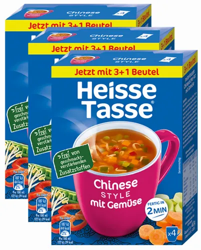 Erasco Heisse Tasse Chinesische Gemüse Suppe 3 Packungen je 3 Beutel