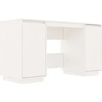 vidaXL Schreibtisch Weiß 140x50 cm aus Kiefernholz - Kinderschreibtisch aus massivem Kiefernholz mit modernem, minimalistischen Design und reichlich Stauraum für Bücher und Materialien.