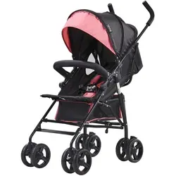 VEVOR Kinderwagen Kinderbuggy Reisebuggy Schwarz/Rosa - Praktischer Kinderwagen mit verstellbarer Rückenlehne, ideal für Reisen. Kompakt zusammenfaltbar und mit 8 EVA-Rädern für müheloses Fahren. Perfekt für aktive Familien!