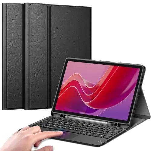 FINTIE Französische AZERTY-Tastatur für Lenovo Tab M11 2024 11 Zoll (TB330), Bluetooth-Tastatur mit Touchpad, wiederaufladbare Tastatur, Abdeckung mit Stylus-Aufbewahrungsfunktion, Schwarz