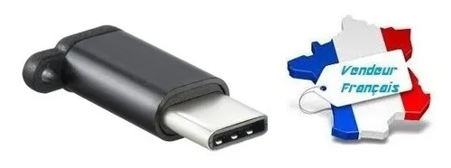 Adapter Schwarz Ladegerät Und Synchronizer Micro-Usb Bis Art C Mit Schlaufe
