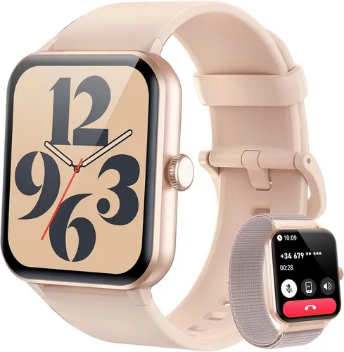 IOWODO R50 Smartwatch (4,6 cm, Android iOS), Smartwatch mit Bluetooth Telefonie Schlafanalyse & 100 Sportmodi