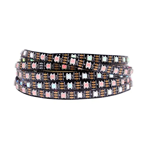 LOAMLIN LED Streifen WS2812B 5M 60 LEDs/m, RGB-IC Magische Farbe Programmierbar Led 300Pixels, Flexibler Individuell Adressierbar 5050 SMD Led Strip, Schwarze Platine, IP30 nicht wasserdicht