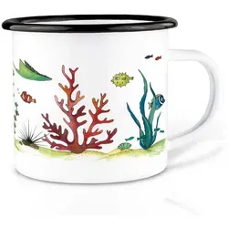 Ligarti Tasse Emaille Tasse – Unterwasserwelt 480 ml in weiß von Ligarti