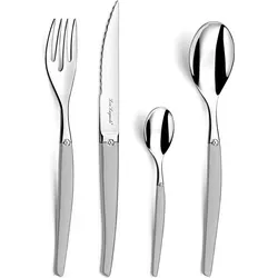 Lou Laguiole 16-tlg. Besteckset JET - Elegantes Besteckset mit außergewöhnlicher Formgebung und stilisierter Biene, ideal für besondere Anlässe. Enthält 4 Kaffeelöffel, 4 Menügabeln, 4 Menülöffel und 4 Menümesser.
