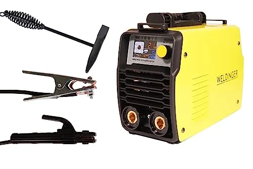 WELDINGER EW 201 dig pro - MMA-Elektrodenschweißinverter - Leistungsstarker Schweißinverter mit Digitalsteuerung und WIG-Funktion, ideal für Stahl und Edelstahl bis 200 A, nur 3,5 kg schwer, inklusive 4 m Schweißkabel und 5 Jahre Garantie.