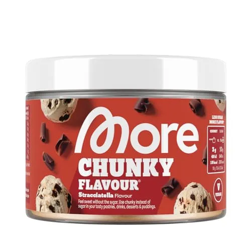 MORE Chunky Flavour, Stracciatella, 150 g, vegan, Geschmackspulver zum Süßen, ohne viel Zucker und Kalorien, mit Inulin und Laktase - made in Germany