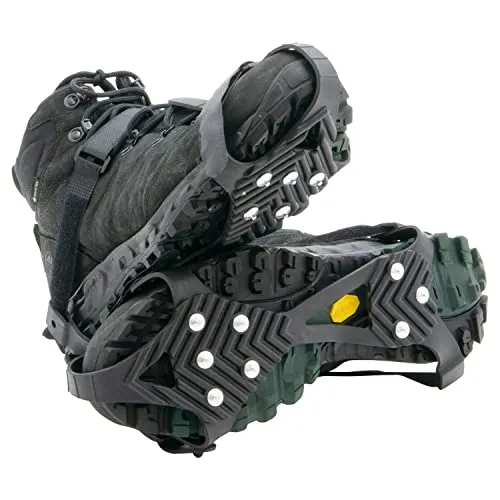 Slidefix Schuhspikes mit Edelstahl Zähne Noppen, Klampen, Eisspikes, Schuhkralle Spikes als Schneekette für den Schuh oder Stiefel in Premium 8 Spikes Anti rutsch Hilfe Wandern, Nagelschuhe Gr. 36-45.