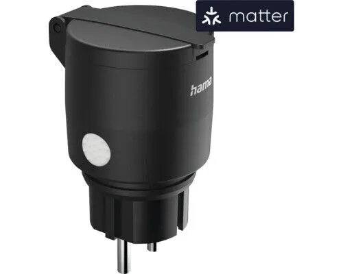 Hama WLAN Steckdose Outdoor - Smart Steckdose mit Matter-Kompatibilität für einfache Steuerung über Apps und Sprachbefehle. Ideal für Garten und Terrasse, spritzwassergeschützt (IP44) und mit Strommessung.