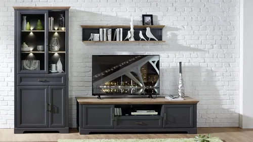 Wohnwand Anbauwand Set 4 Jasmin 3-teilig mit LED von Innostyle