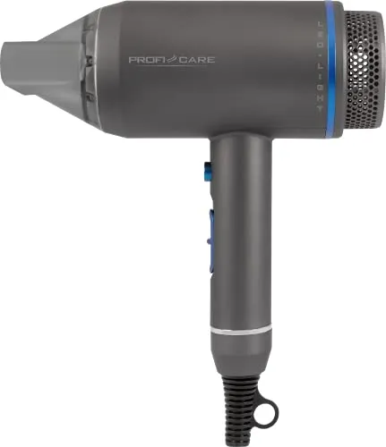 ProfiCare® Haartrockner | Fön | 1800 Watt | 3 Temperatur-/Leistungsstufen | Cool Shot | Ionisierungsfunktion | magnetische Formdüse 360° drehbar | blaue LED-Beleuchtung | Aufhängeöse | PC-HT 3082