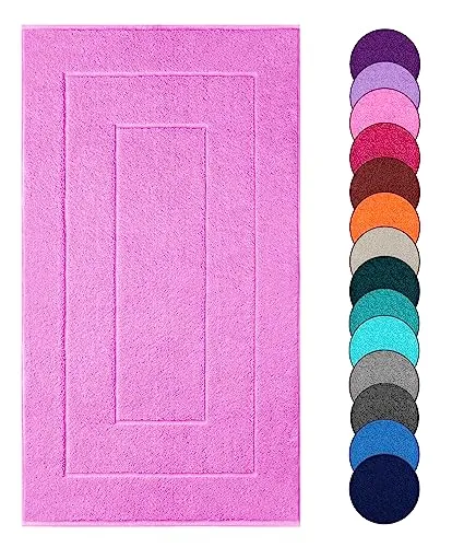 Lashuma London Badematte Kuschelig Weich, Rosa - Lotus 50x80 cm, Badevorleger aus Baumwolle