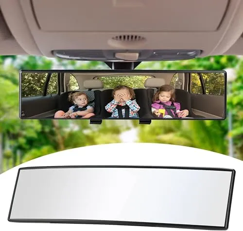 SAULMANN Auto Rückspiegel, 308 x 78mm Autospiegel Große Vision Weitwinkel Panorama Auto Innenspiegel Ersatz Blendschutz Rückspiegel Universal Auto Spiegel für Autos, SUVs, LKWs (Klar)