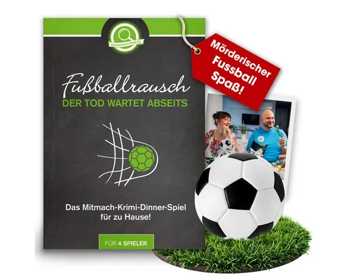 mitmach-krimi Spiel Krimi-Dinner, Fussballrausch der Tod wartet abseits - Spiel für 4 Personen