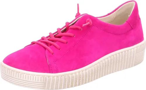 Gabor Sneaker - Pink Leder Größe 38.5 - Sportliche Damen-Sneaker in pink aus hochwertigem Veloursleder mit herausnehmbarem Wechselfußbett für individuellen Komfort. Ideal für den Alltag mit rutschhemmender Gummisohle und modischem Design.