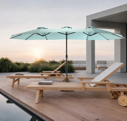 okwish Sonnenschirm Gartenschirm Ampelschirm Balkonschirm mit Kurbel453× 267 cm(L × B)Hellgrün