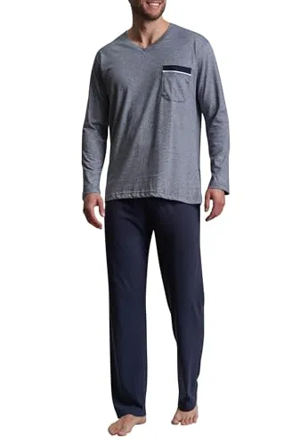 GÖTZBURG Pyjama Bügelfrei blau 48 - Nachtwäsche aus 60% Baumwolle, bügelfrei und pflegeleicht. Ideal für einen entspannten Schlaf und angenehmen Tragekomfort.