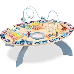 Mamabrum Lernspielzeug 7in1 Lerntisch aus Holz - Lernspielzeug für motorische und kognitive Entwicklung, ideal für Kinder ab 12 Monaten, fördert spielerisch das Lernen unter Aufsicht.