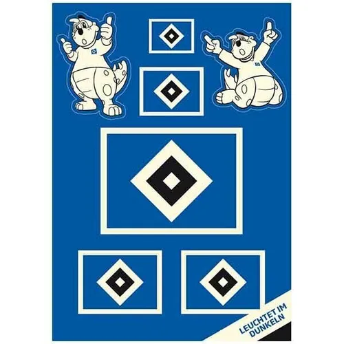 HSV Aufkleber Set HSV Raute nachleuchtend 7-teilig Kleber Logo DIN A5 Fanartikel