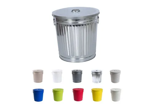 Jinfa Mülleimer mit Deckel - Silber, 7L Ascheeimer - Aschesauger aus robustem Metall, zylindrisches Design mit manuellem Deckel und 7L Volumen, ideal für sauberen und stilvollen Abfall. Höhe: 21,5 cm.