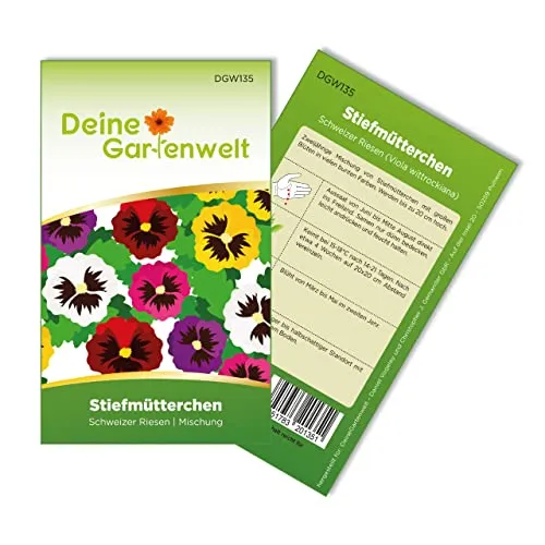 Stiefmütterchen Schweizer Riesen Mischung Samen - Viola wittrockiana - Stiefmütterchensamen - Blumensamen - Saatgut für 50 Pflanzen