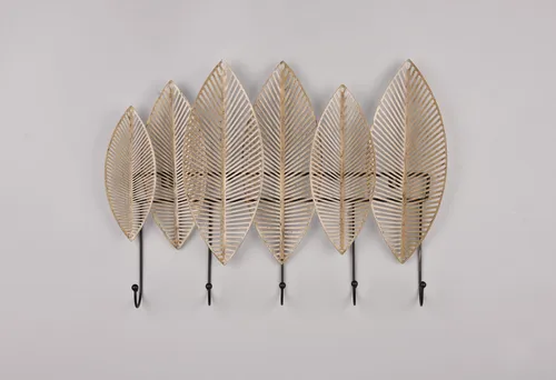 MIRRORS AND MORE Wandgarderobe Alma mit Blatt-Design in gold von MIRRORS AND MORE