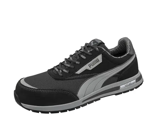 PUMA Safety Rider BLK Low S1PS ESD – Sicherheitsschuhe für Herren - Herren Industrie & Handwerk Schuhe – atmungsaktive, metallfreie Sicherheitsschuhe mit Fiberglaskappe und rutschfester Sohle für maximalen Komfort und Sicherheit im Arbeitsalltag.