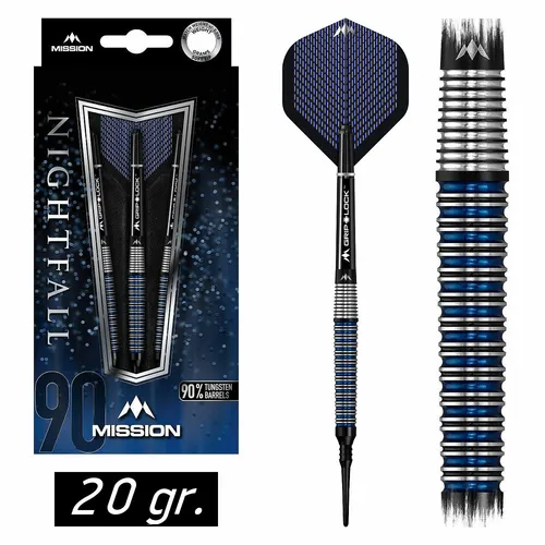 Produktbild 🎯 ✅ MISSION Dart Soft Pfeile Softdarts Softtip 90% Tungsten Darts Nightfall 20g