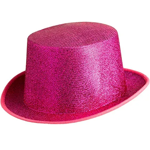dressforfun 901029 Unisex Glitzer Zylinder Show Hut, nach oben gewölbte Krempe, stabile Form - diverse Farben - (pink | Nr. 304586)