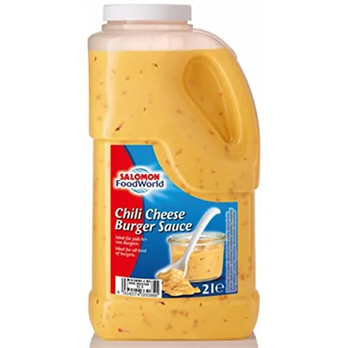 Salomon Chili Cheese Burger Sauce 2000ml - Würzsaucen mit cremigem Käsegeschmack und milder Chili-Note, ideal für Burger und Snacks. Perfekt für Gastronomie mit praktischem Griff für einfaches Dosieren.