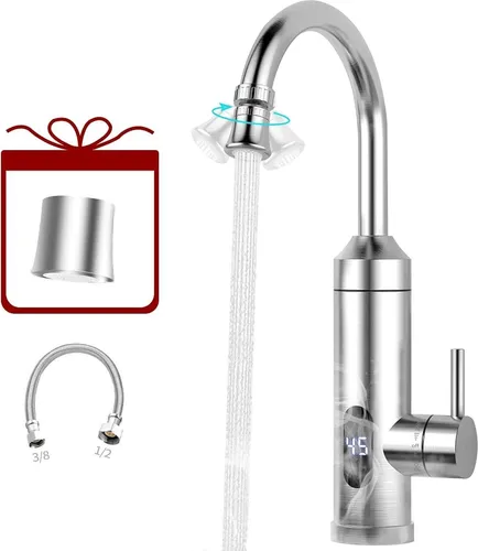 Edelstahl Durchlauferhitzer 230V mit LED-Temperaturanzeige