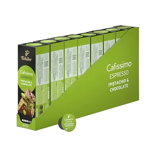 Tchibo Cafissimo Flavoured Winter Edition Espresso Pistachio & Chocolate Kaffeekapseln, 80 Stück, Espresso, Geschmack von Pistazie und Schokolade, nachhaltig & fair gehandelt, Limited Edition
