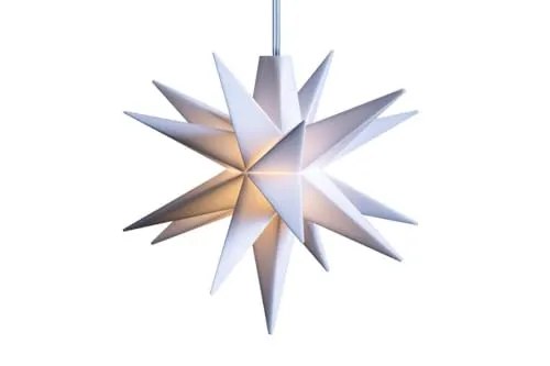 ZICOM LED Weihnachtsstern Mini-Stern 18-Zacken wetterfest, weiß Ø 8cm,Timer 6h, mit Batteriefach für 3xAA, 4,5V, Innen und Außen für Weihnachten, Hochzeiten, Party, Dekoration, Geschenkidee