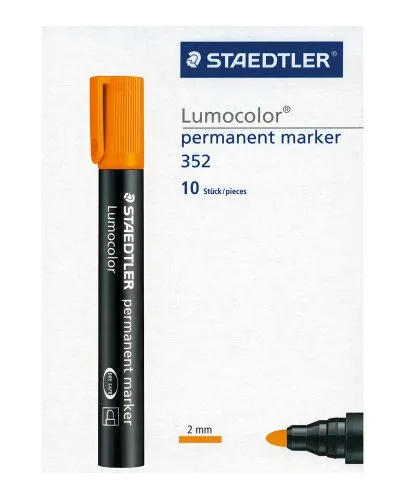 Staedtler 352-4 Lumocolor Marker permanent Rundspitze, 2 mm, 10 Stück, orange