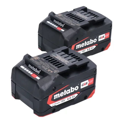 Metabo Akku Set 2x Li-Power 18V 4,0 Ah - Elektrowerkzeug-Akkus mit hoher Kapazität von 4 Ah, ideal für langanhaltende Leistung und optimale Nutzung Ihrer Metabo Geräte.