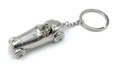 Rennfahrer Rennauto Antik silber Schlüsselanhänger Anhänger