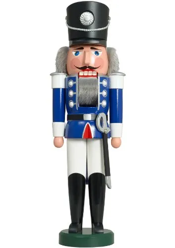 Seiffener Volkskunst Nussknacker Husar blau in blau von Seiffener Volkskunst