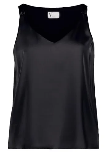 Vera Mont Damen Satin-Bluse mit V-Ausschnitt - Elegante Bluse für festliche Anlässe! Die ärmellose Satin-Bluse in Schwarz überzeugt mit lässigem Schnitt und V-Ausschnitt. Ideal für stilvolle Outfits und besondere Momente.