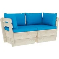 vidaXL Garten-Palettensofa 2-Sitzer mit Kissen aus Fichtenholz - Trendiges 2-Sitzer-Garten-Palettensofa mit Kissen, ideal für entspannte Stunden im Freien. Langlebiges Fichtenholz und bequeme Kissen sorgen für Komfort und rustikalen Charme auf Terrasse oder im Garten.