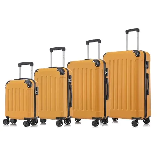 Koffer Suitcase Set - Trolley Reisekoffer in Orange - Praktisches Reisekoffer-Set mit 4 Rollen und Teleskopgriff. Ideal für Reisen, robust und mit integriertem Schloss für Sicherheit.