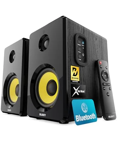 MAJORITY D40X Aktiv Regallautsprecher | 70W 2.0 Bluetooth Lautsprecher - Regal-Lautsprecher mit 70W Leistung und Kevlar-Membran für herausragenden Klang, inklusive Fernbedienung und vielfältigen Anschlussmöglichkeiten für kabelloses Streaming.