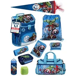 Scooli Ranzen-Set 10-teilig AVENGERS Schulranzen-Set mit Schultüte / Zuckertüte und Sporttasche - Blau/Bunt