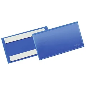 Durable Kennzeichnungstasche 176207, selbstklebend, blau, 50 Stück - Warnen & Kennzeichnen: Ideal für die sichere Kennzeichnung von Behältern, dokumentenecht und scannertauglich, mit robustem Material für langlebige Anwendung.