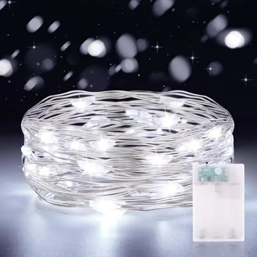 LED Lichterkette Batterie mit Timer, 3 meter 30 LED Lichterketten Innen Kaltweiß Kupferdraht IP65 Wasserdichte Mini Lichterketten für Weihnachten Halloween Zimmer Garten KrüGe Hochzeit Dekoration