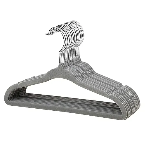 ManGotree Baby Samt Kleiderbügel für Säuglinge und Kleinkinder, 27,8cm Kinder Größe, 360 Grad Drehbar, Ultradünnes und Rutschfestes Design, 15 Stück (Grau)