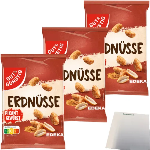 Gut&Günstig Erdnüsse pikant gewürzt 3er Pack 3x150g Packung usy Block